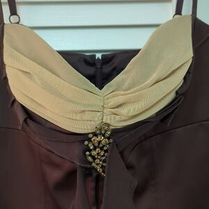 Laundry By Shelli Segal Brown and Tan Retro Midi Dress